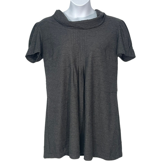 CJ Banks Plus Sz 18W Tunic Top or Sweater Dress Cowl Neck Short Sleeve Gray - Picture 1 of 11